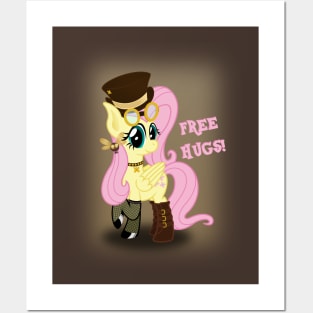 Steampunk Fluttershy Free Hugs Posters and Art